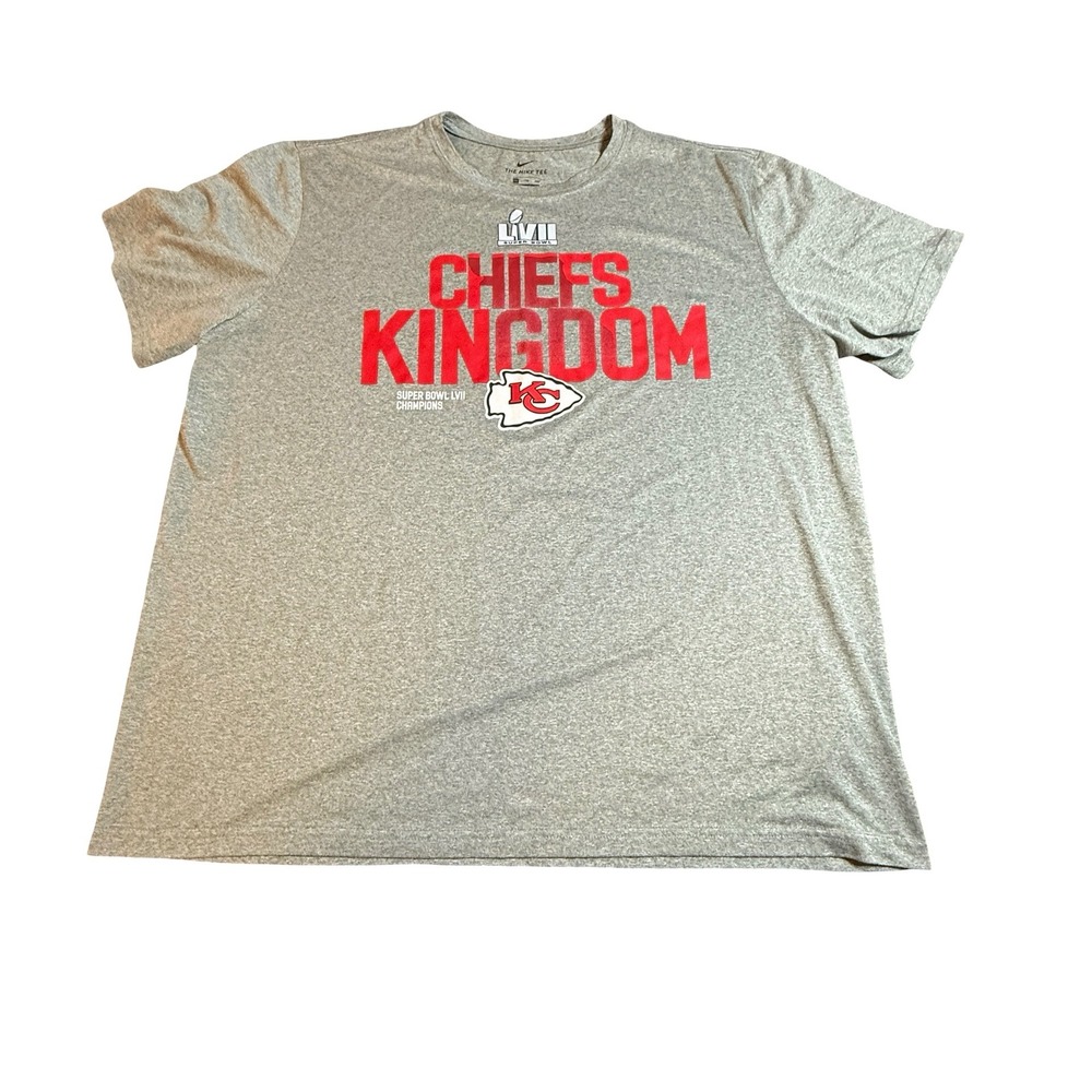 Nike Mens Kansas City Chiefs Super Bowl LVII Champions Dri-FIT Gray T-Shirt XXL